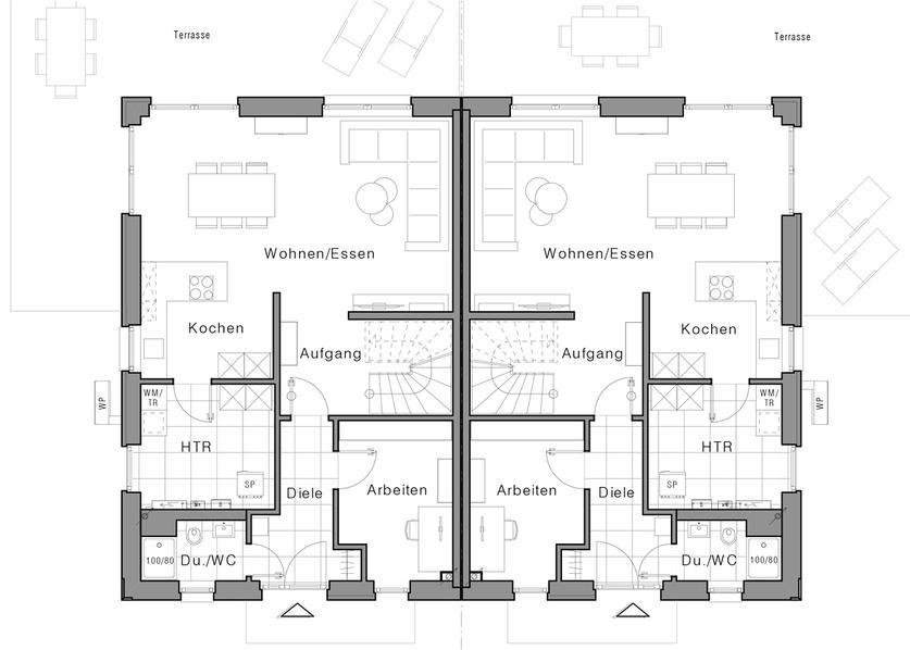 Grundriss Doppelhaus Maxime 1020D