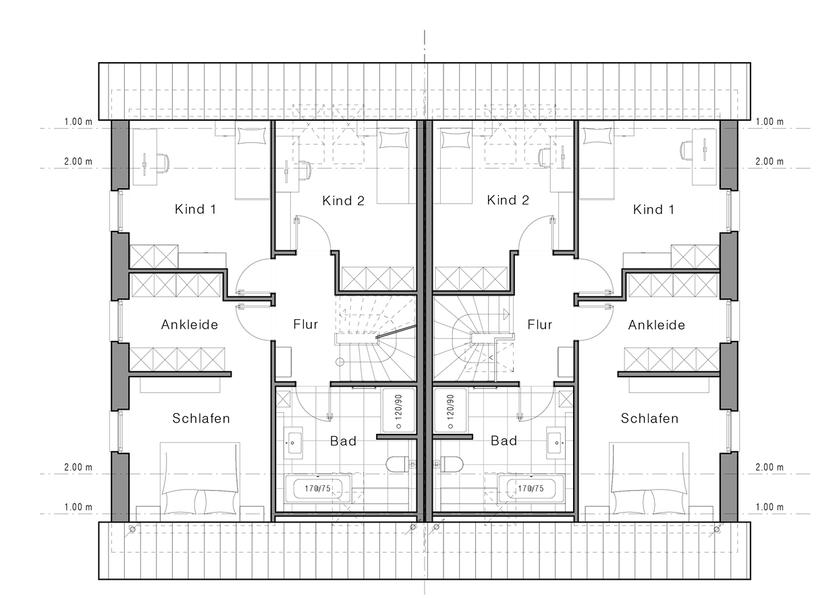 Grundriss Doppelhaus Maxime 1020D